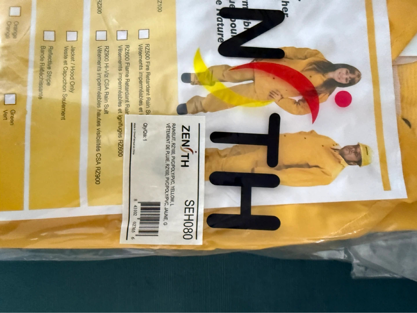 ZENITH SEH080 RZ200 Yellow Rain Suit - photo 3