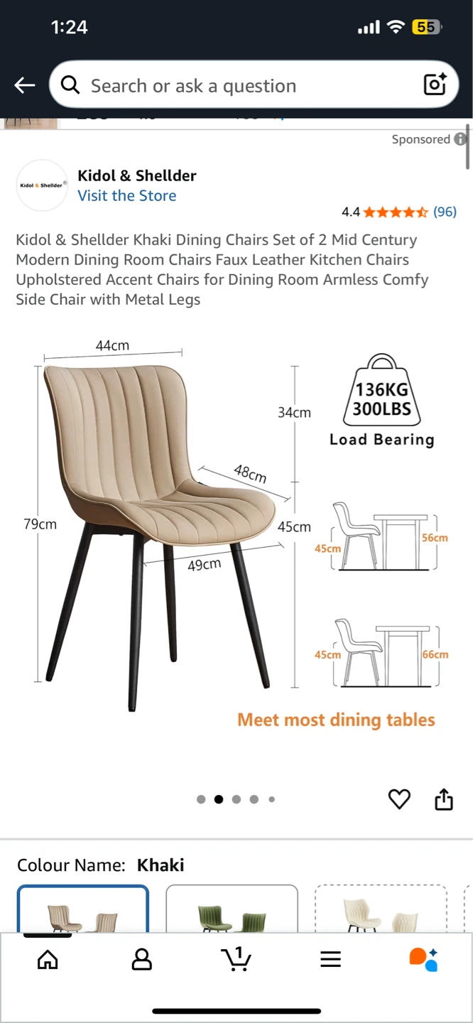 Kidol & Shellder Set of 2 Khaki Upholstered Dining Chairs - photo 5