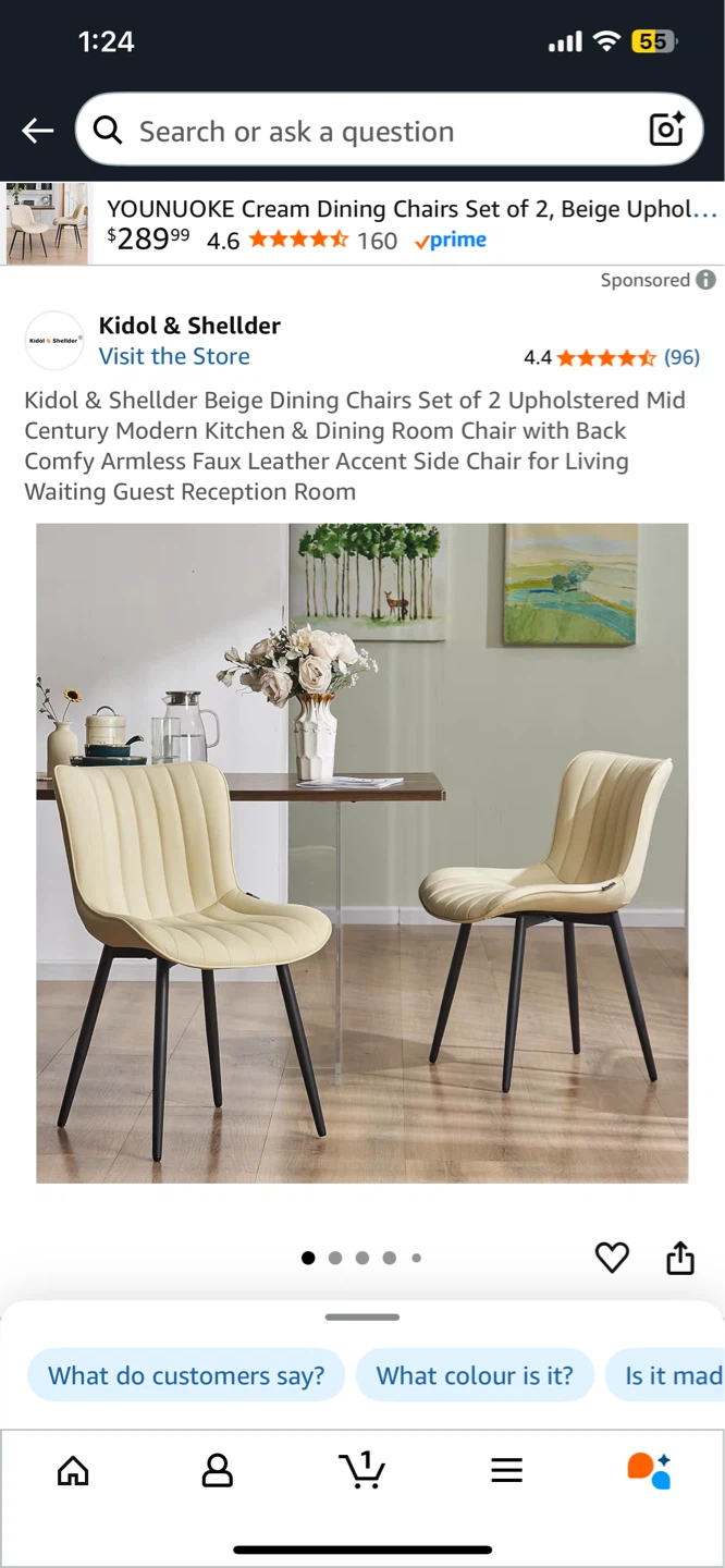 Kidol & Shellder Set of 2 Khaki Upholstered Dining Chairs - photo 4