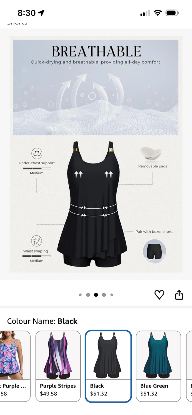 Hanna Nicole Black Tankini Swimsuit with Shorts size 18 - photo 4