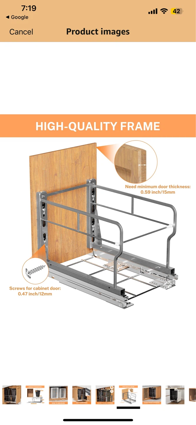 YJHome Pull Out Trash Can Shelf With Door Mounting Kit - photo 2