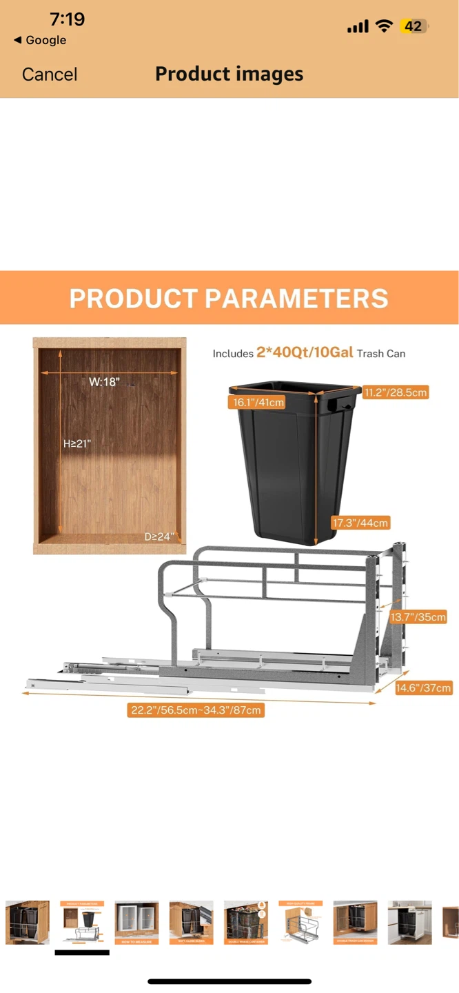 YJHome Pull Out Trash Can Shelf With Door Mounting Kit - photo 3