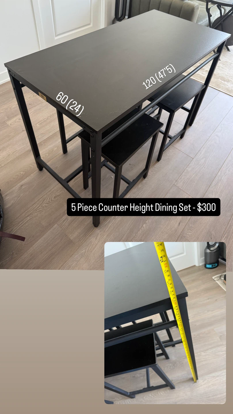 5 Piece Counter Height Dining Set - Black