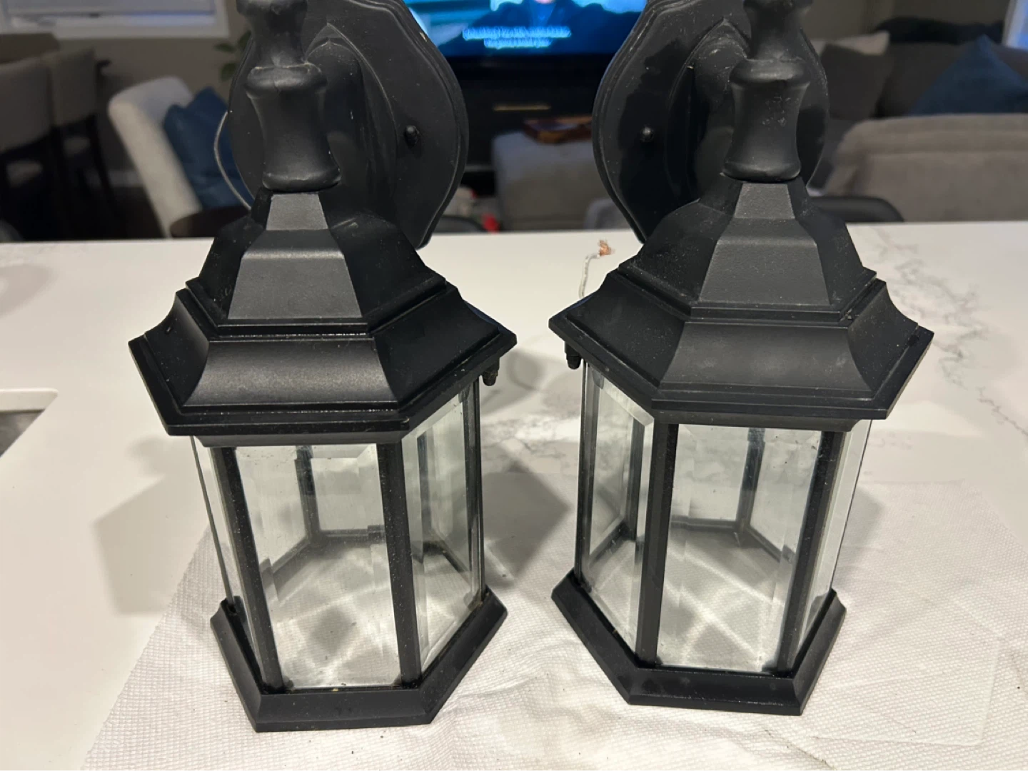 Black Outdoor Wall Sconce Lights (Set of 2)