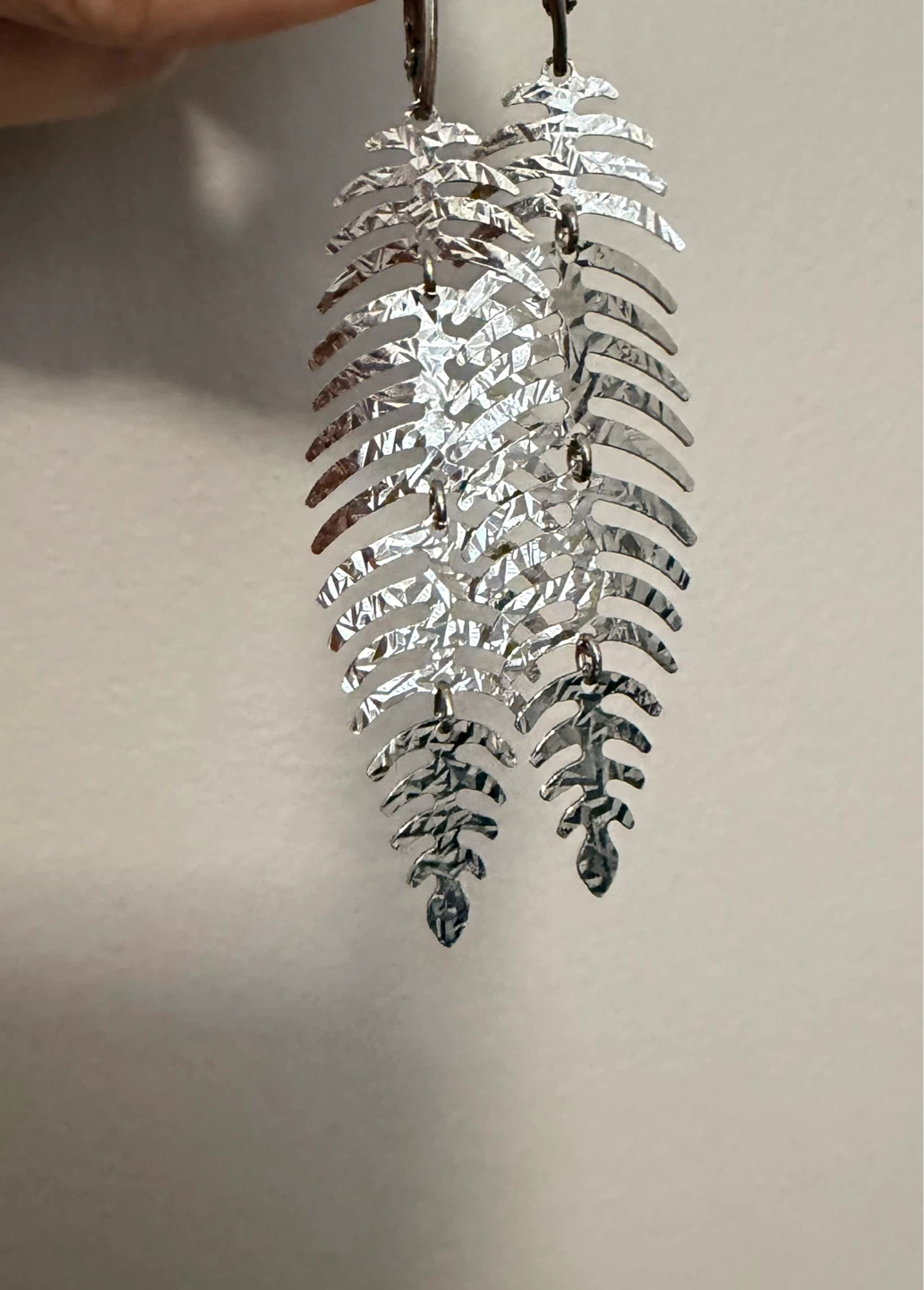 Sterling Silver 925 Leaf Dangle Earrings - photo 2
