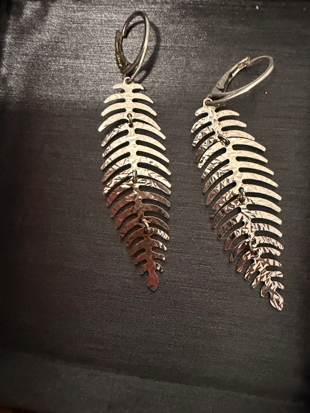 Sterling Silver 925 Leaf Dangle Earrings