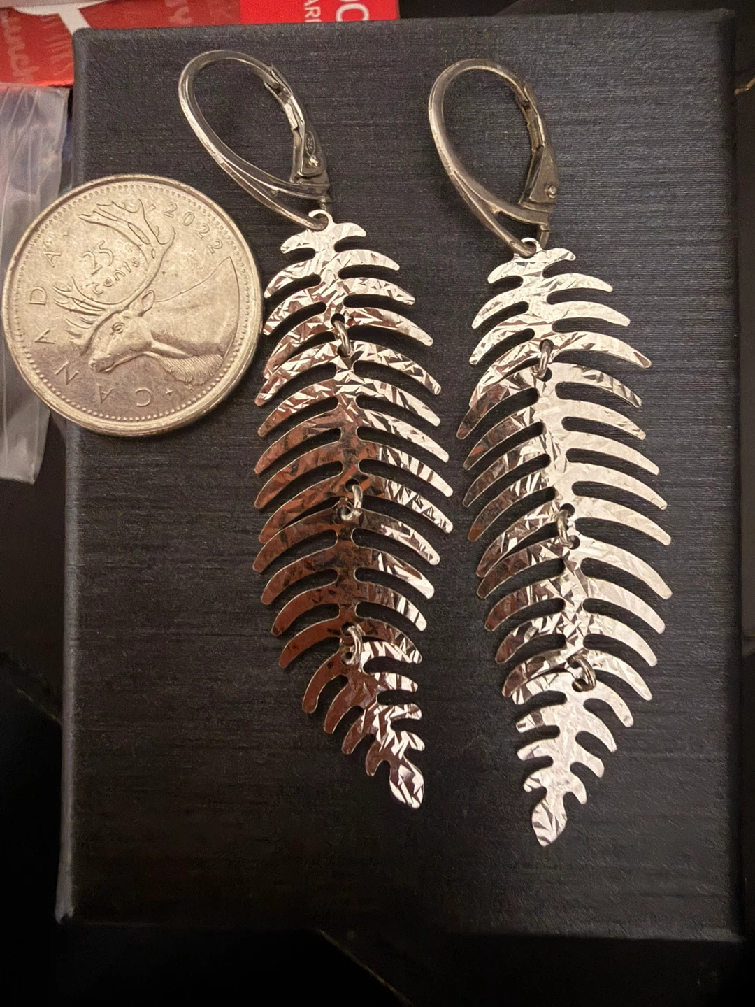 Sterling Silver 925 Leaf Dangle Earrings - photo 3