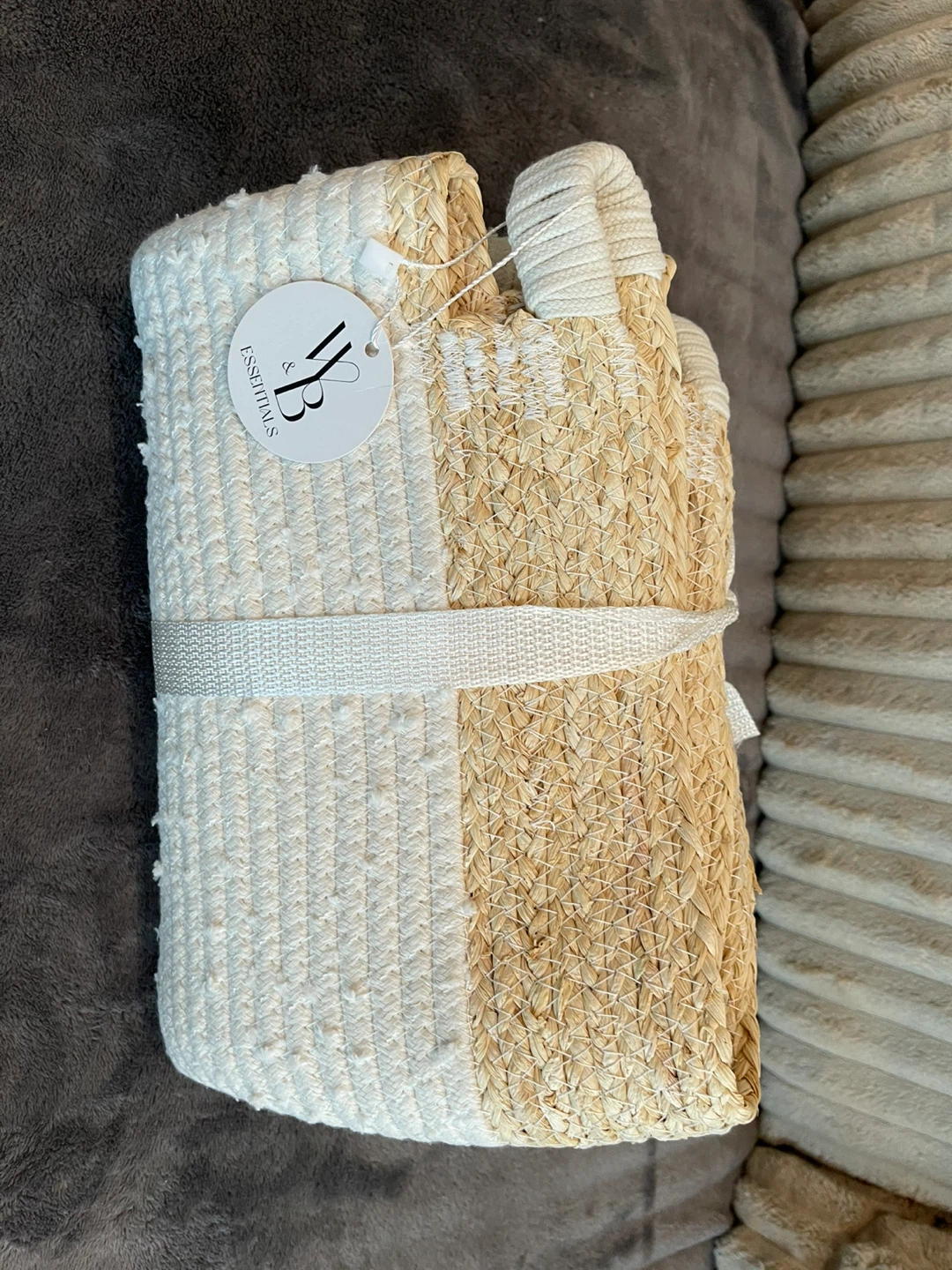 Jute and Cotton Storage Basket