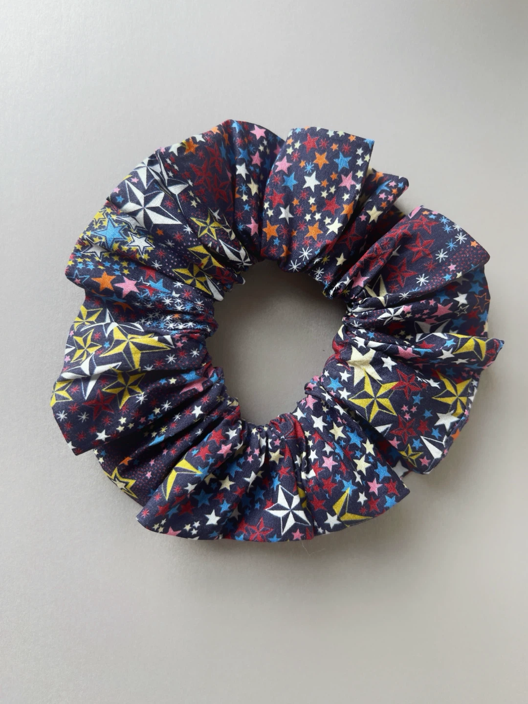 UK fabric Navy Star Print Scrunchie