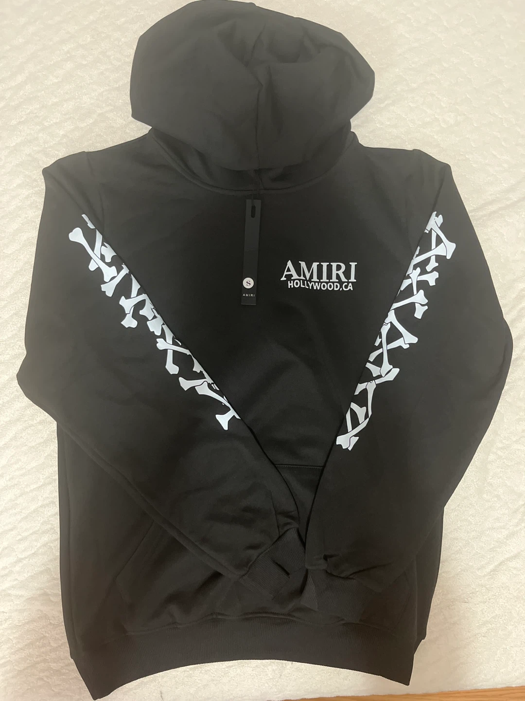 Amiri Hollywood CA Black Bone Print Hoodie Size S