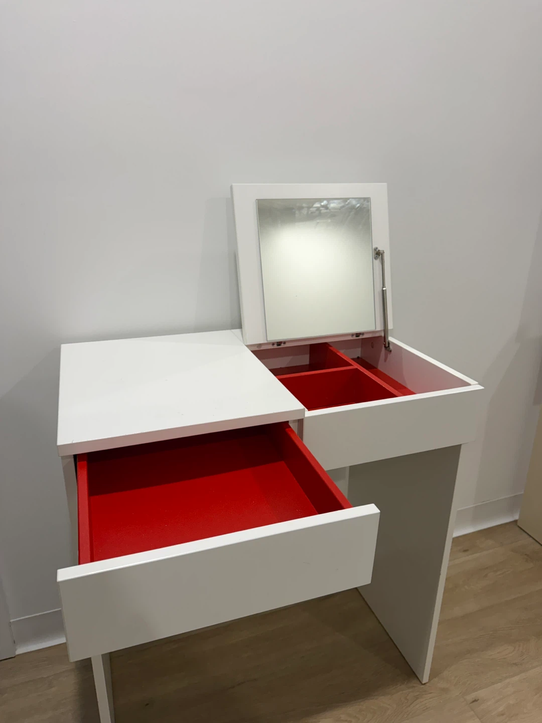 IKEA White Vanity Desk with Mirror and Storage - photo 2