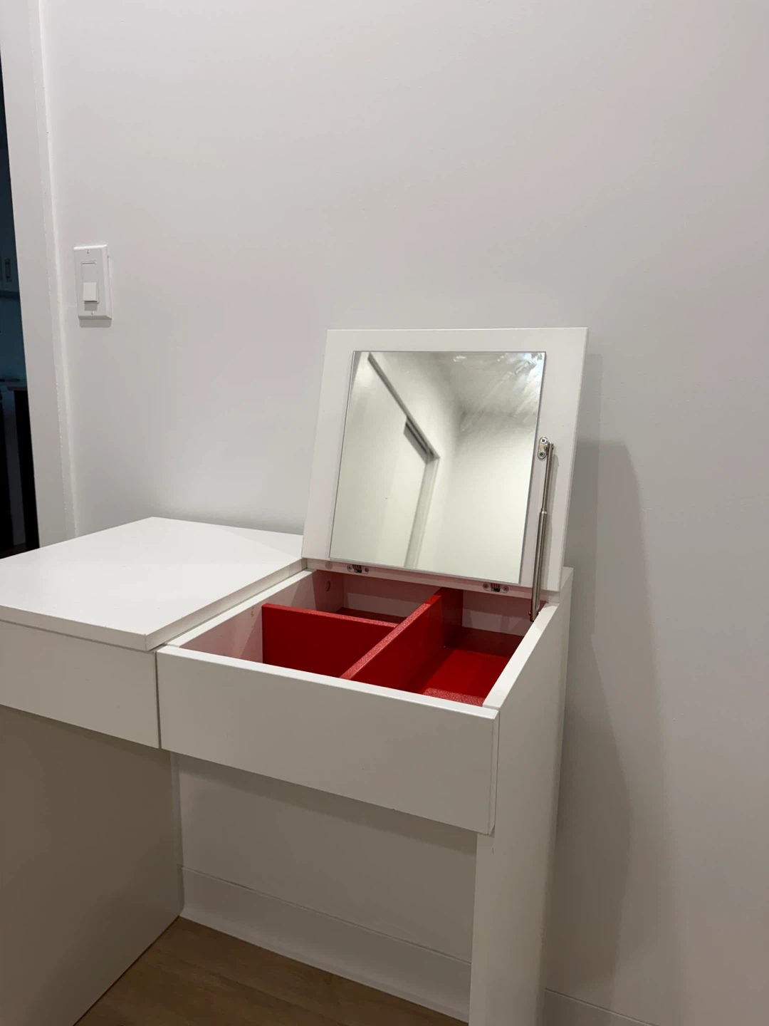 IKEA White Vanity Desk with Mirror and Storage - photo 3