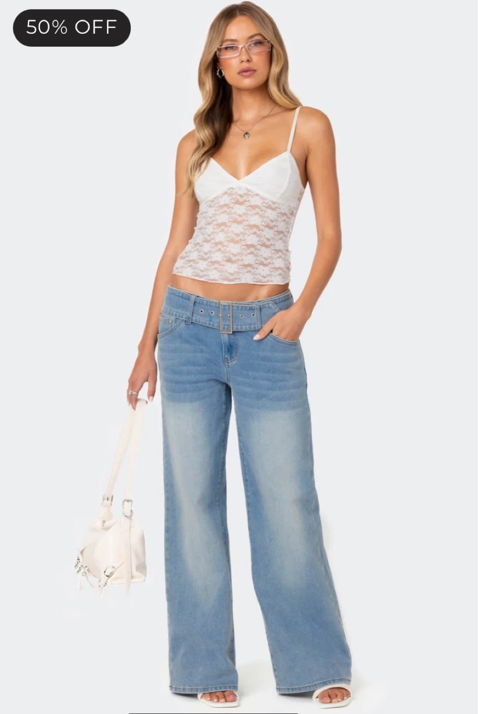 White Lace Camisole Top from edikted with tags