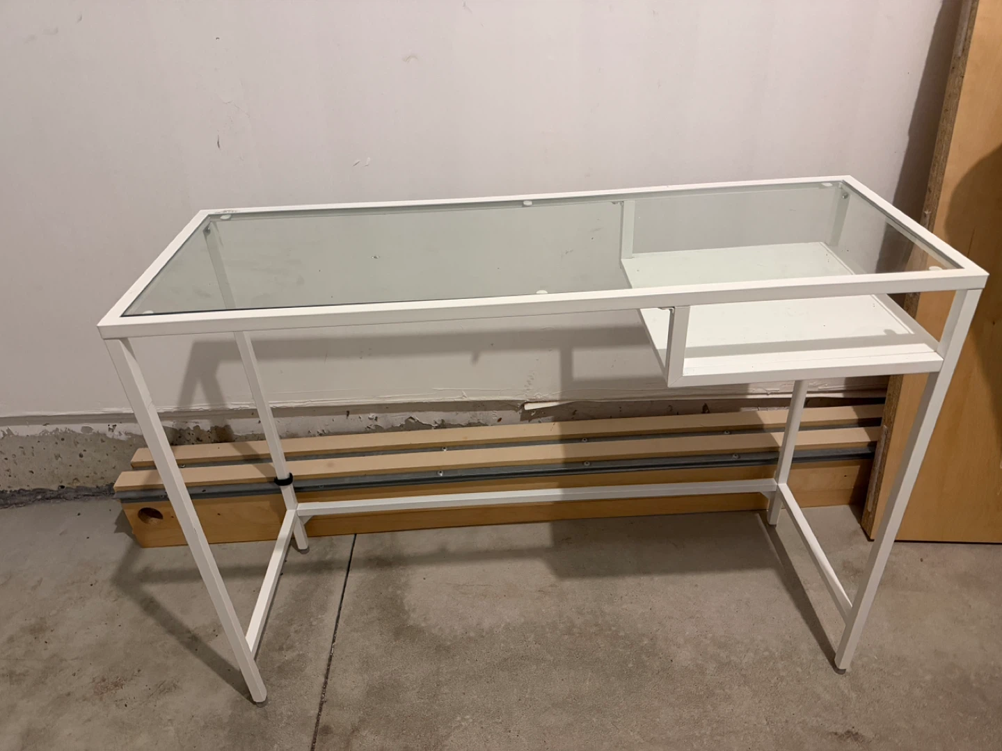 IKEA VITTSJÖ laptop table in white/glass.