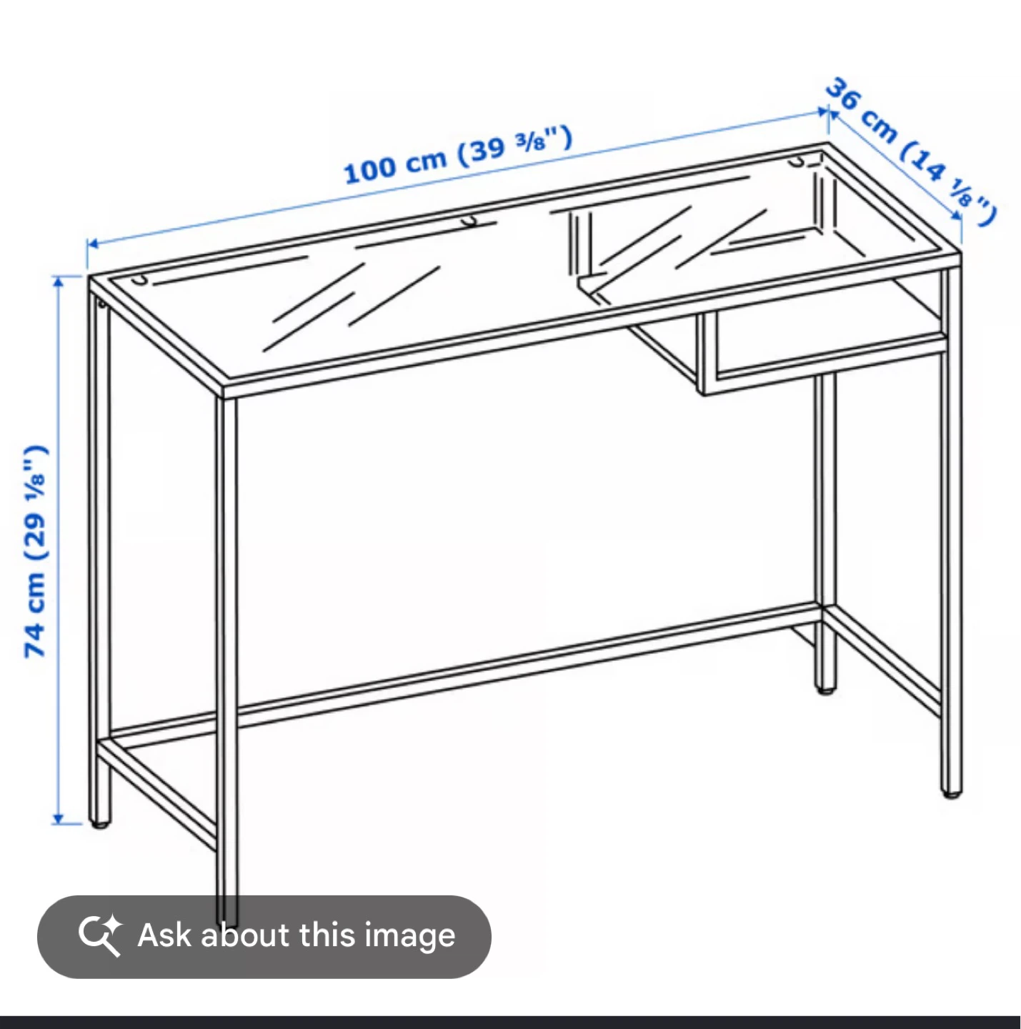 IKEA VITTSJÖ laptop table in white/glass. - photo 3