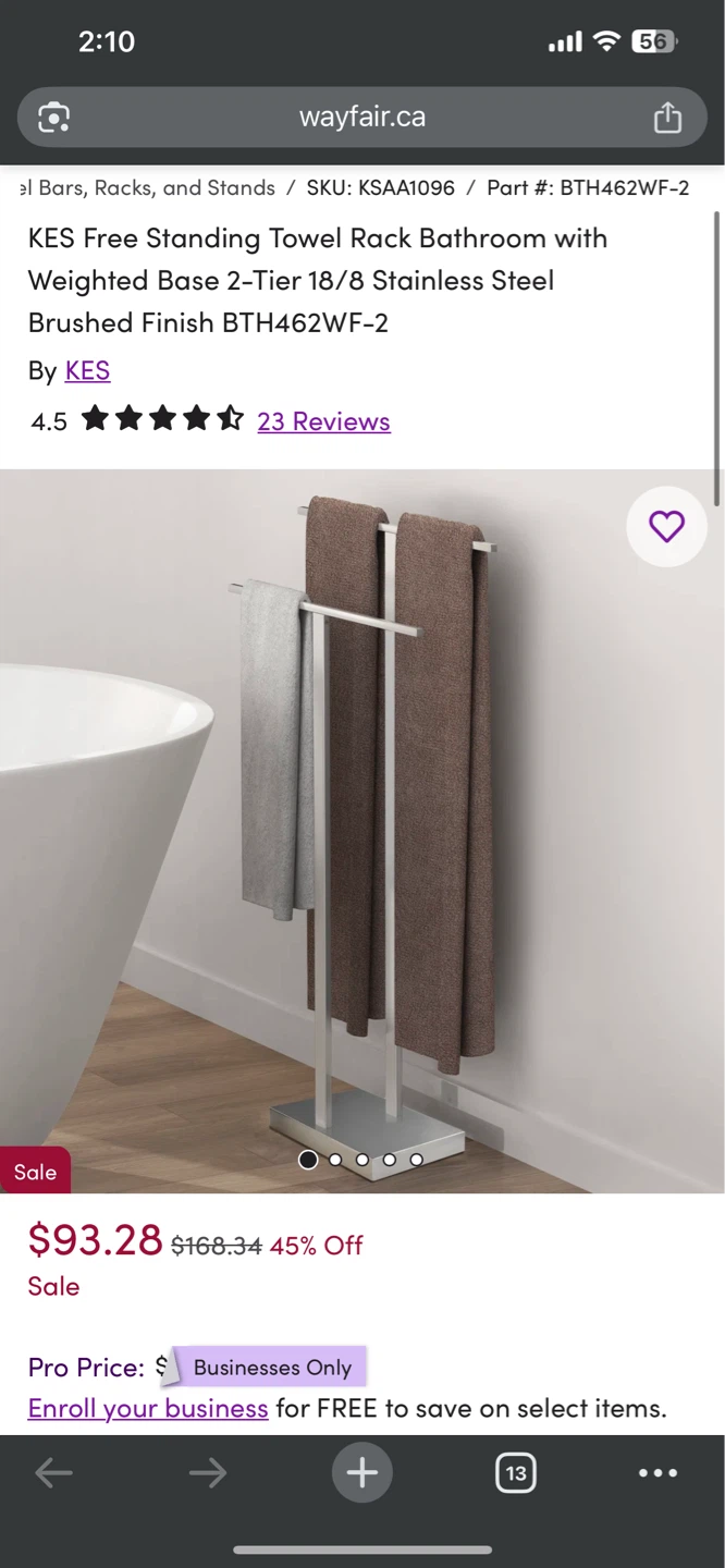 KES 2-Tier Freestanding Towel Rack - Brushed Nickel - photo 2