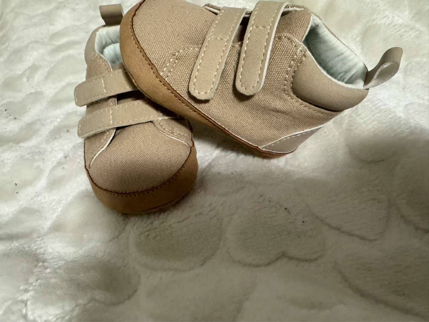 Baby Shoes - Tan Canvas Crib Shoes with Velcro Straps - photo 2