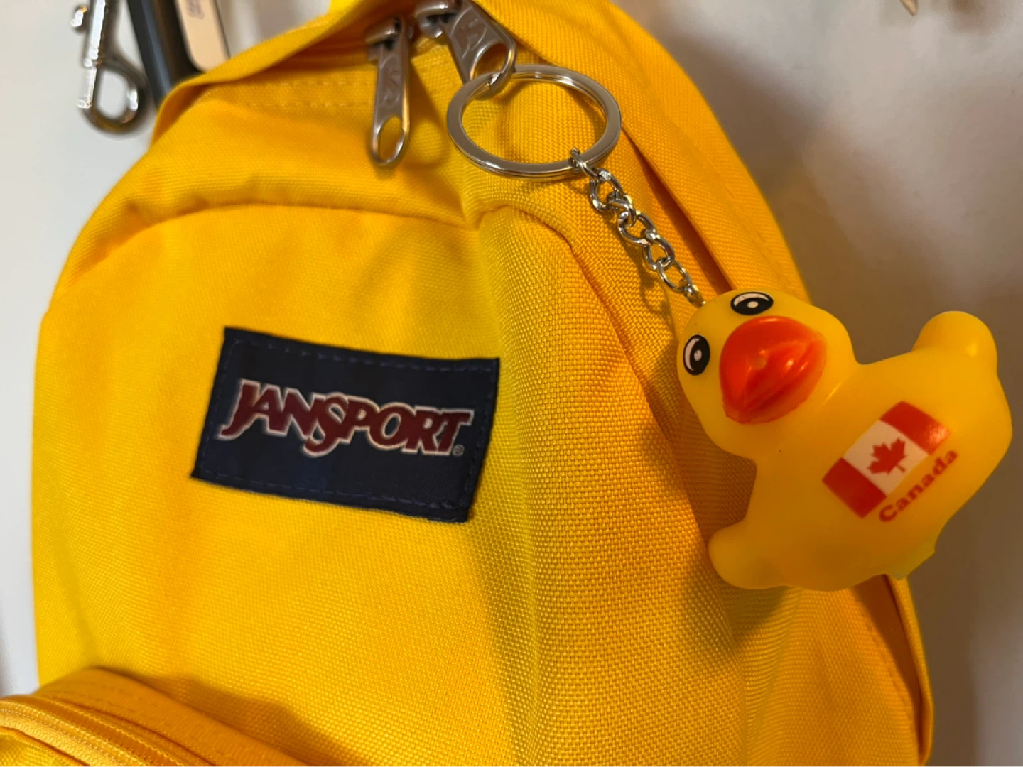 Jansport Yellow Mini Backpack with Duck Charm - photo 4