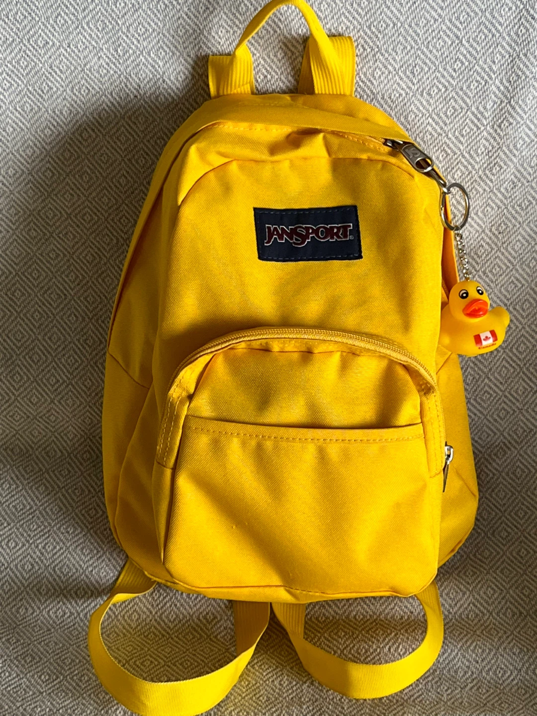 Jansport Yellow Mini Backpack with Duck Charm