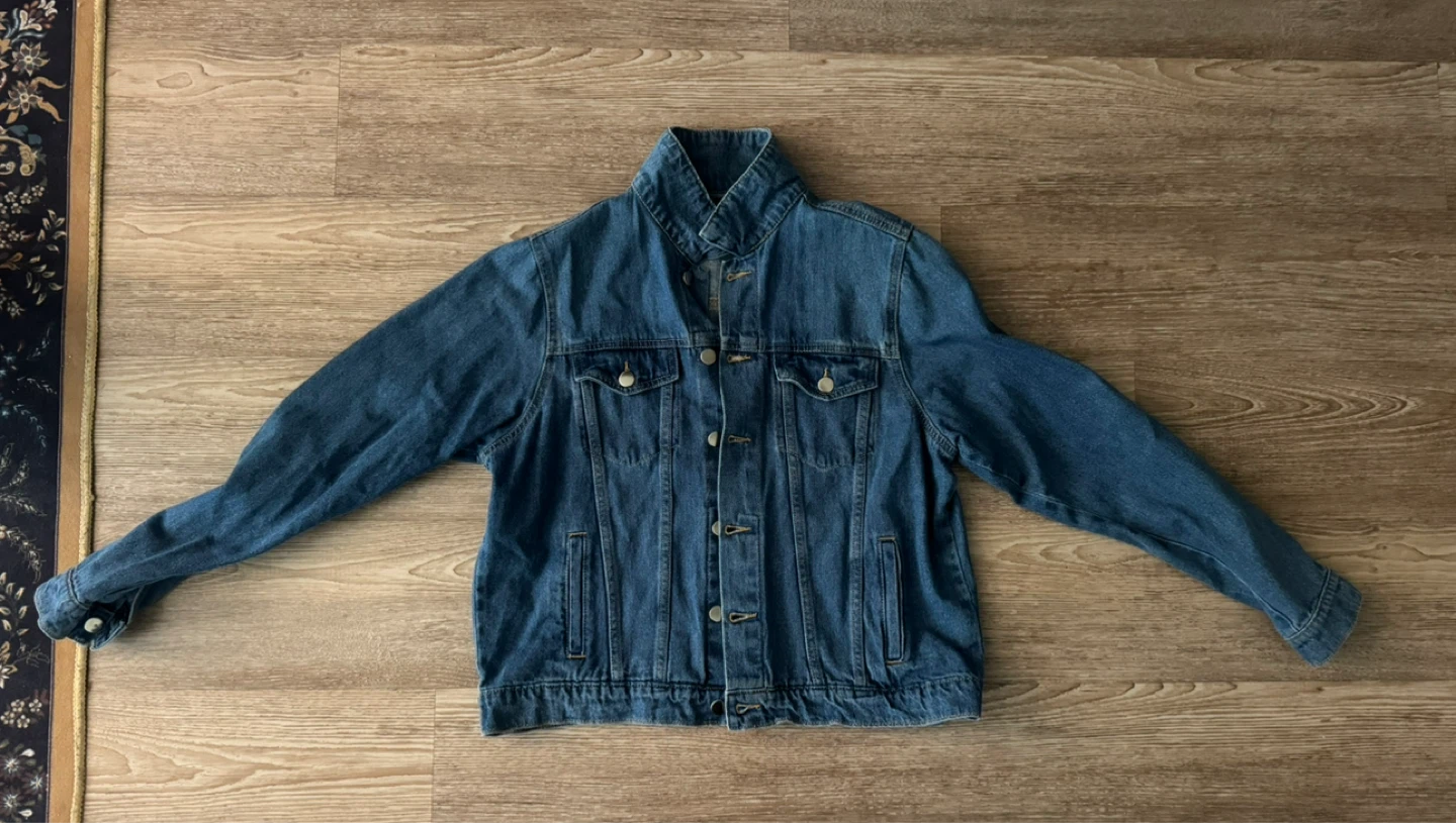 Blue Denim Jacket with Floral Embroidery - photo 2
