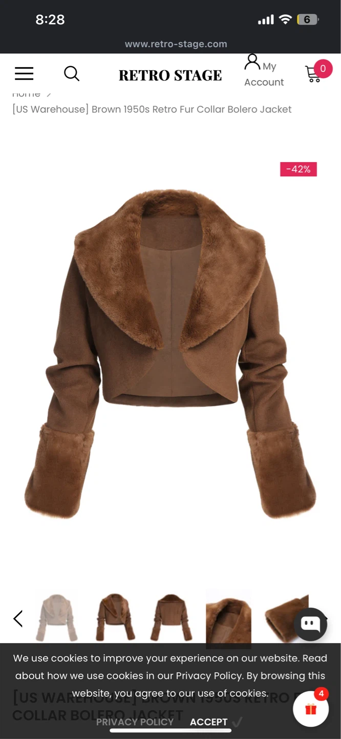 Retro Stage Brown 1950s Bolero Jacket - photo 2