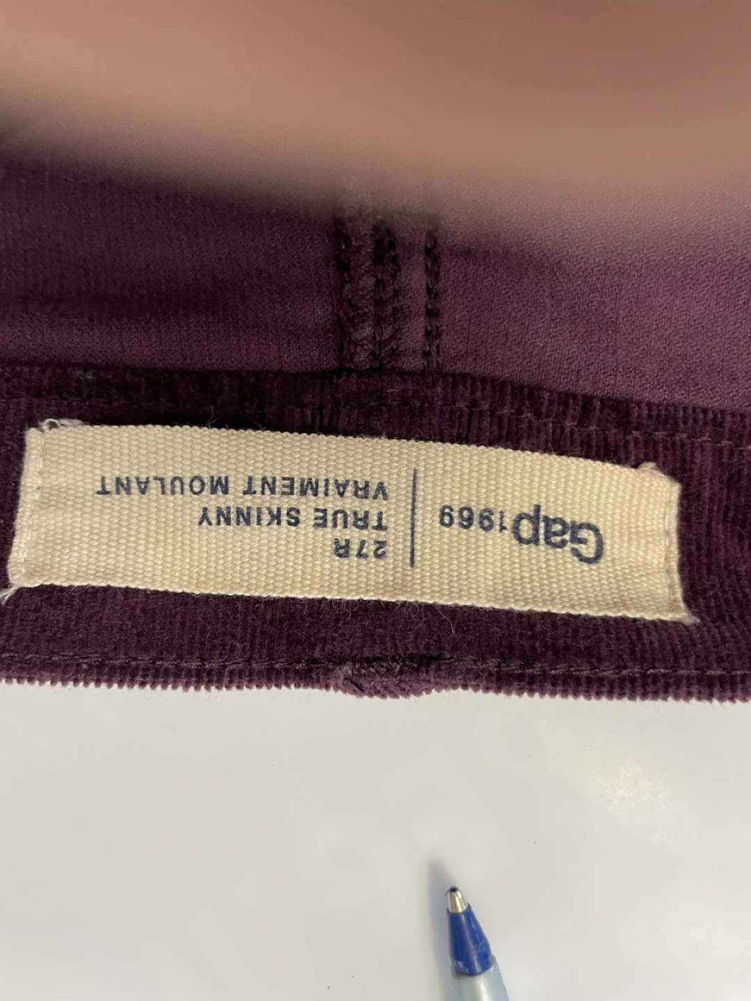 Gap 1969 True Skinny Corduroy Pants Size 27 Purple - photo 3
