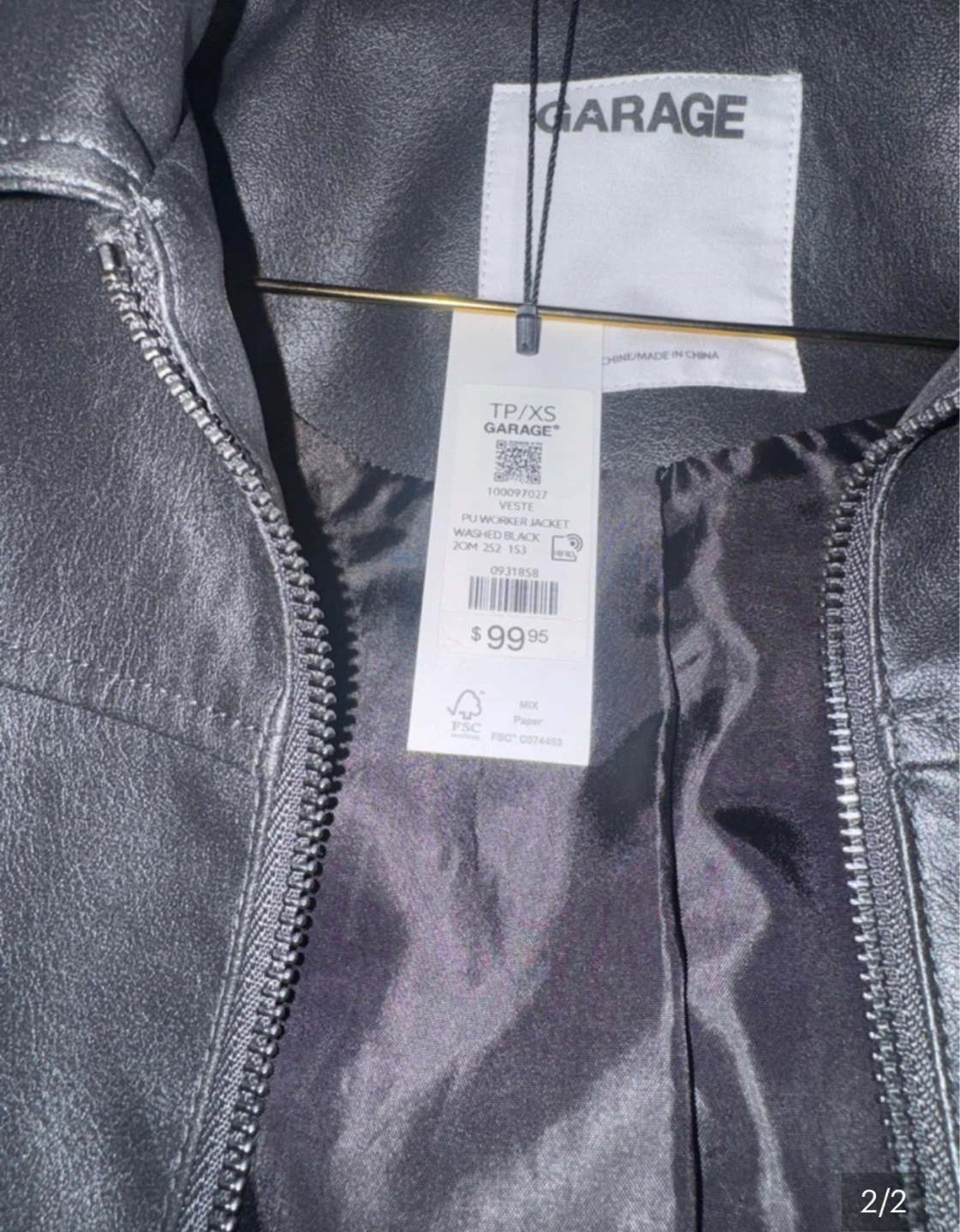 Garage PU Worker Jacket - Black - XS - photo 2