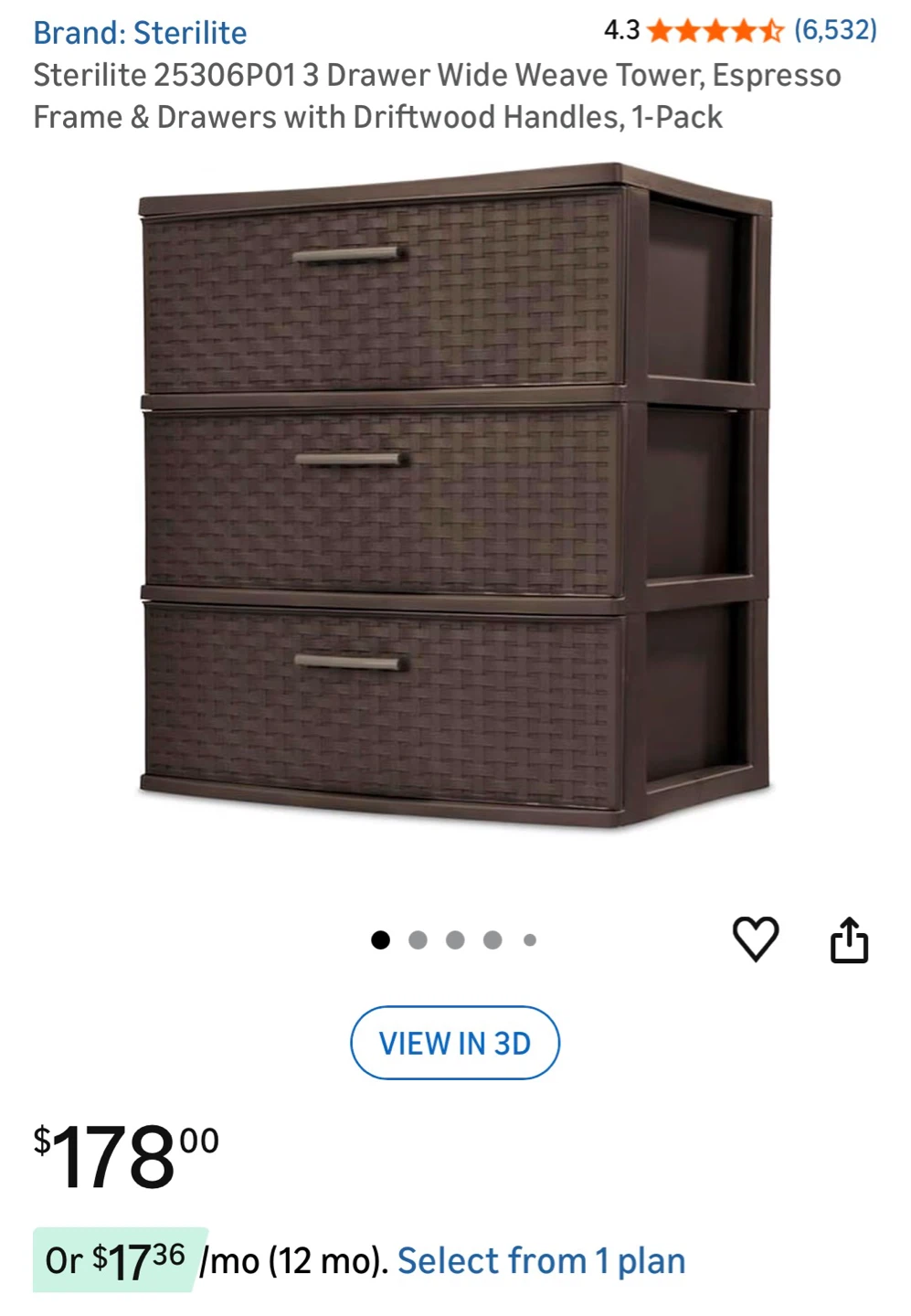 For two!! Sterilite 3 Drawer Wide Weave Tower - photo 2