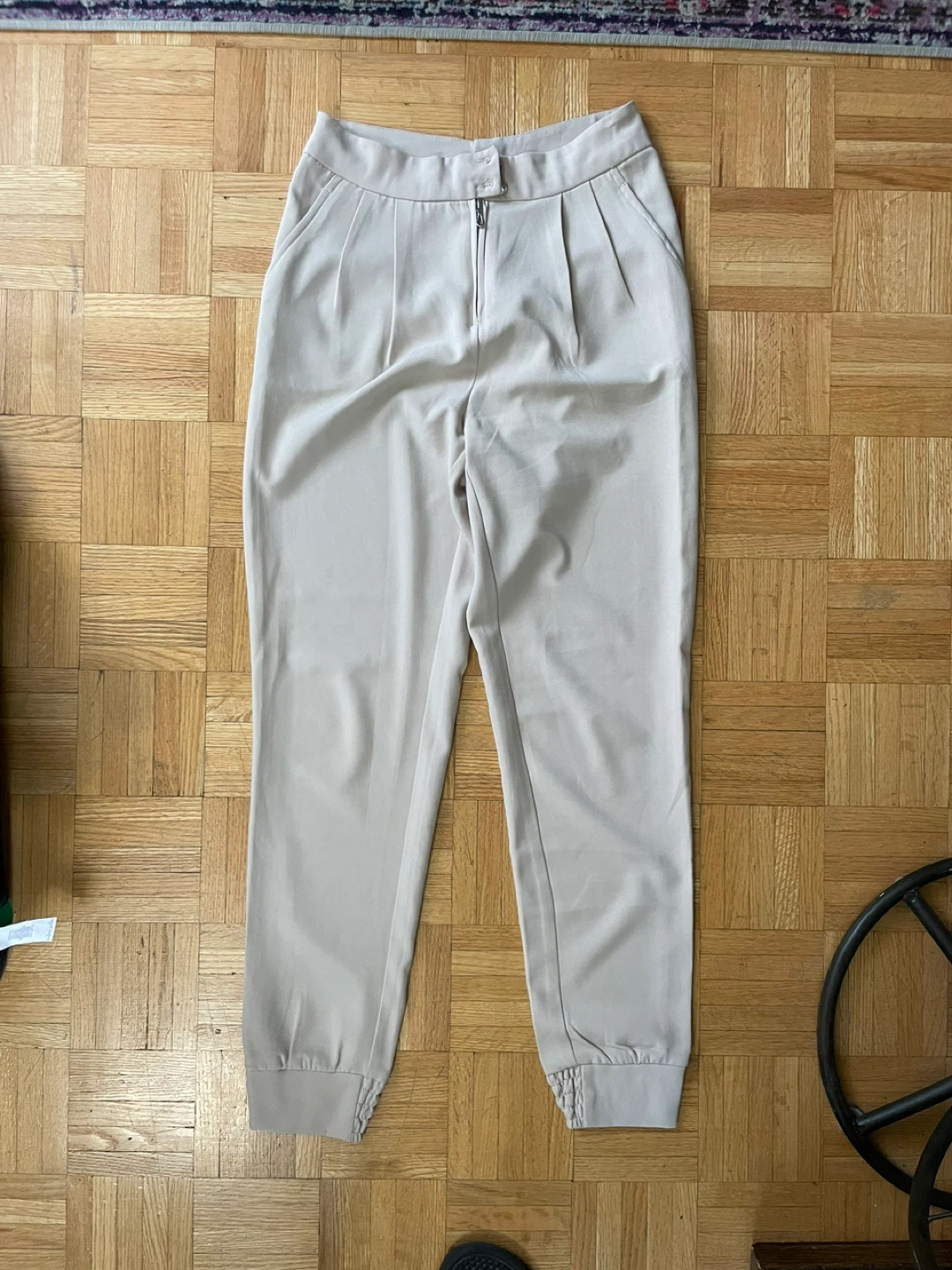 Beige Trousers with Elastic Cuffs