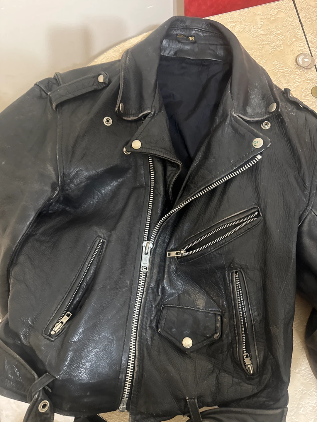Black Leather Motorcycle Jacket - photo 2