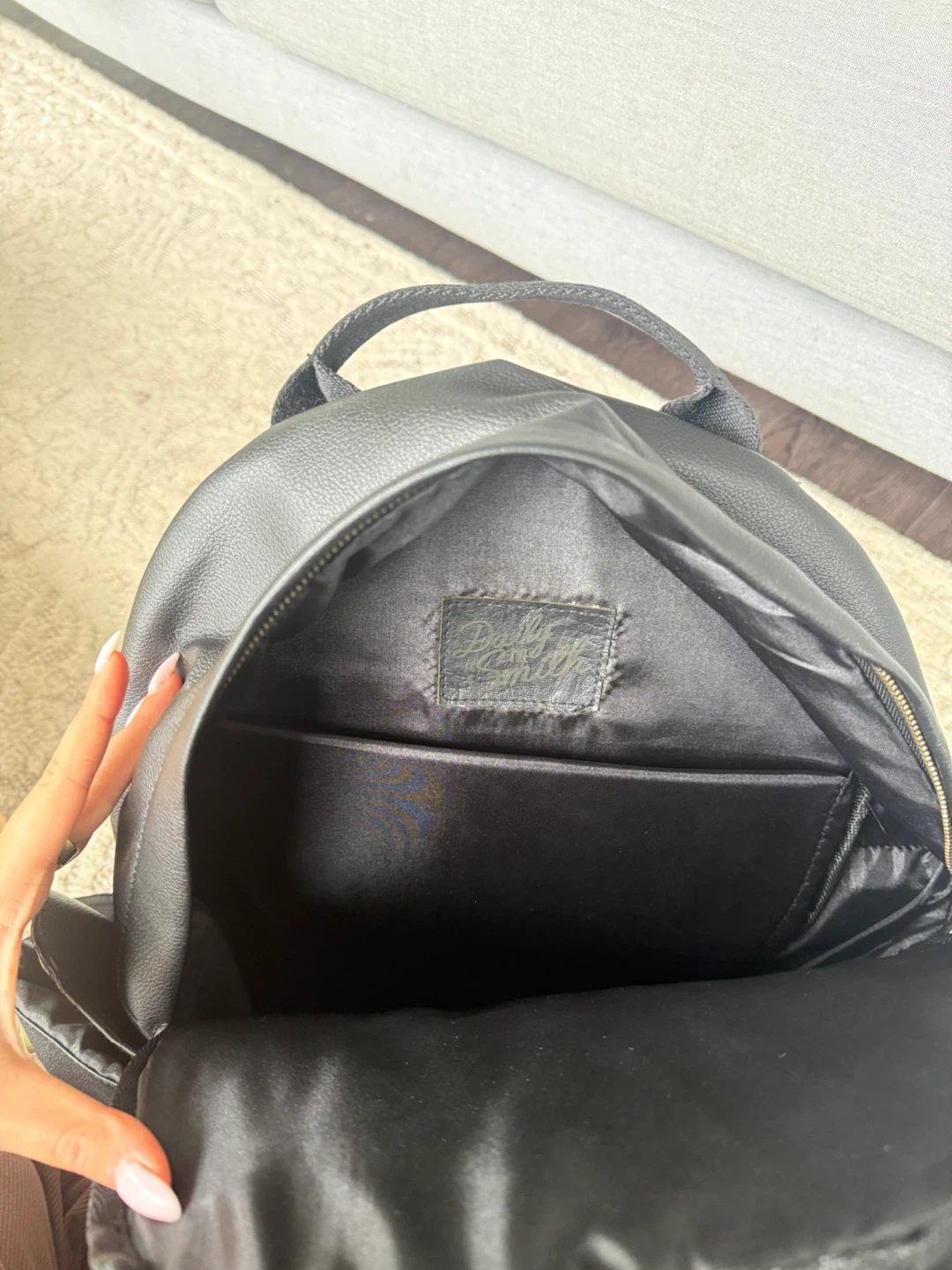 Black Faux Leather Backpack - photo 4