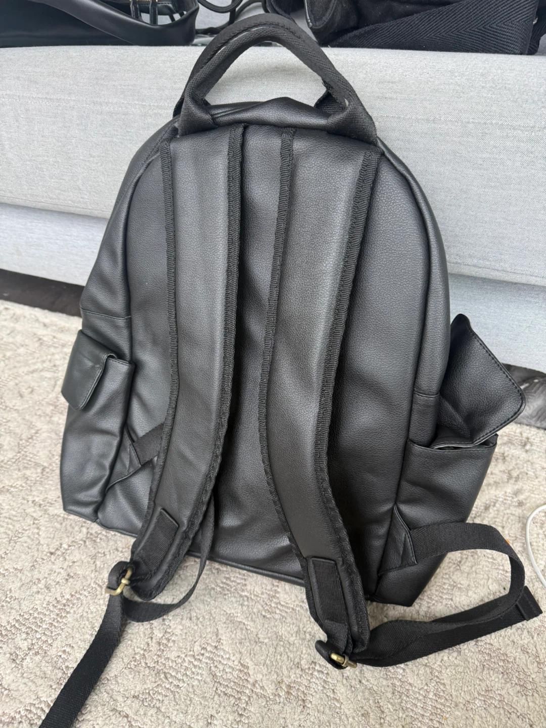 Black Faux Leather Backpack - photo 2