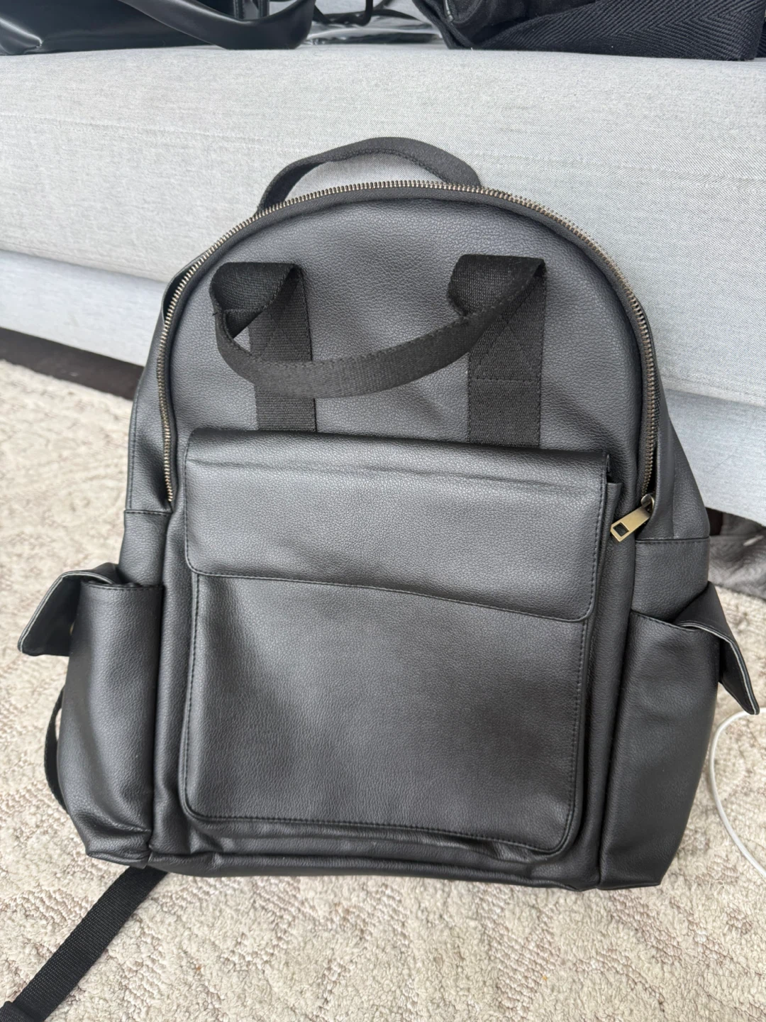 Black Faux Leather Backpack - photo 3