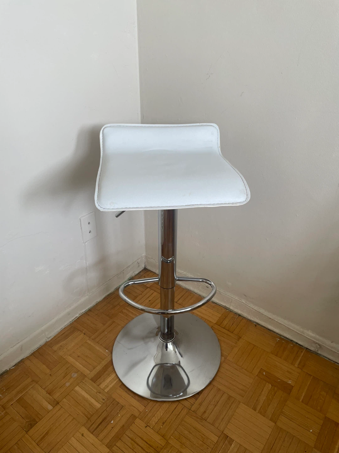 Adjustable White Bar Stool