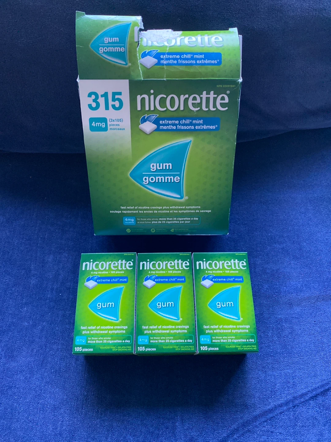 Nicorette 4mg Extreme Chill Mint Gum (3x105 pieces)
