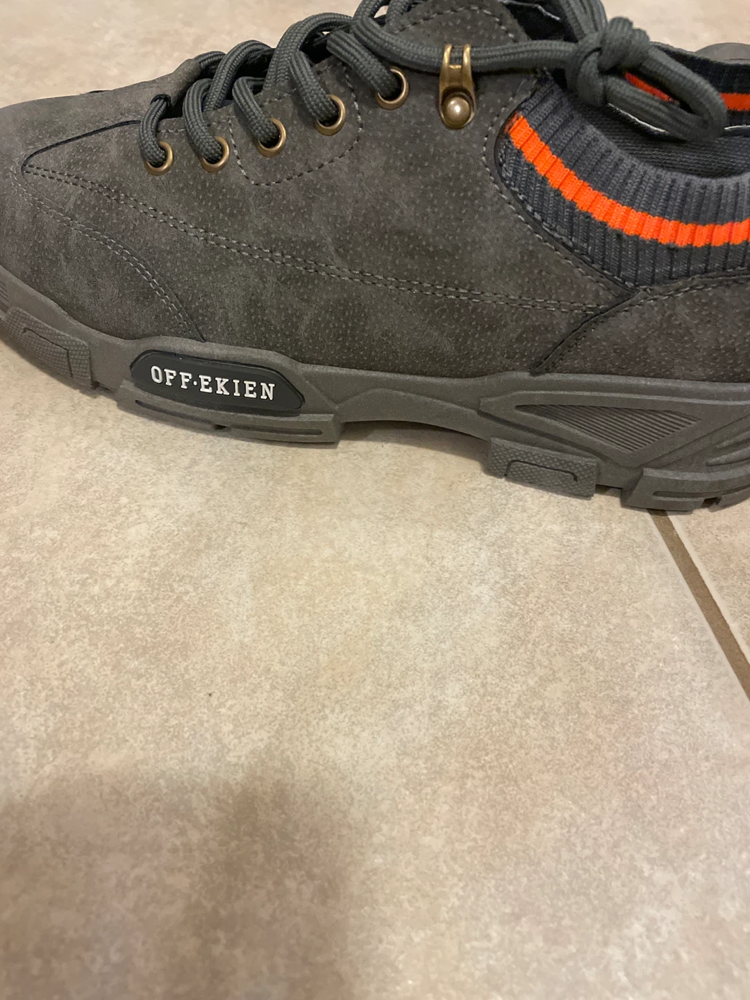 OFF.EKIEN Men's Grey Suede Casual Shoes - photo 4