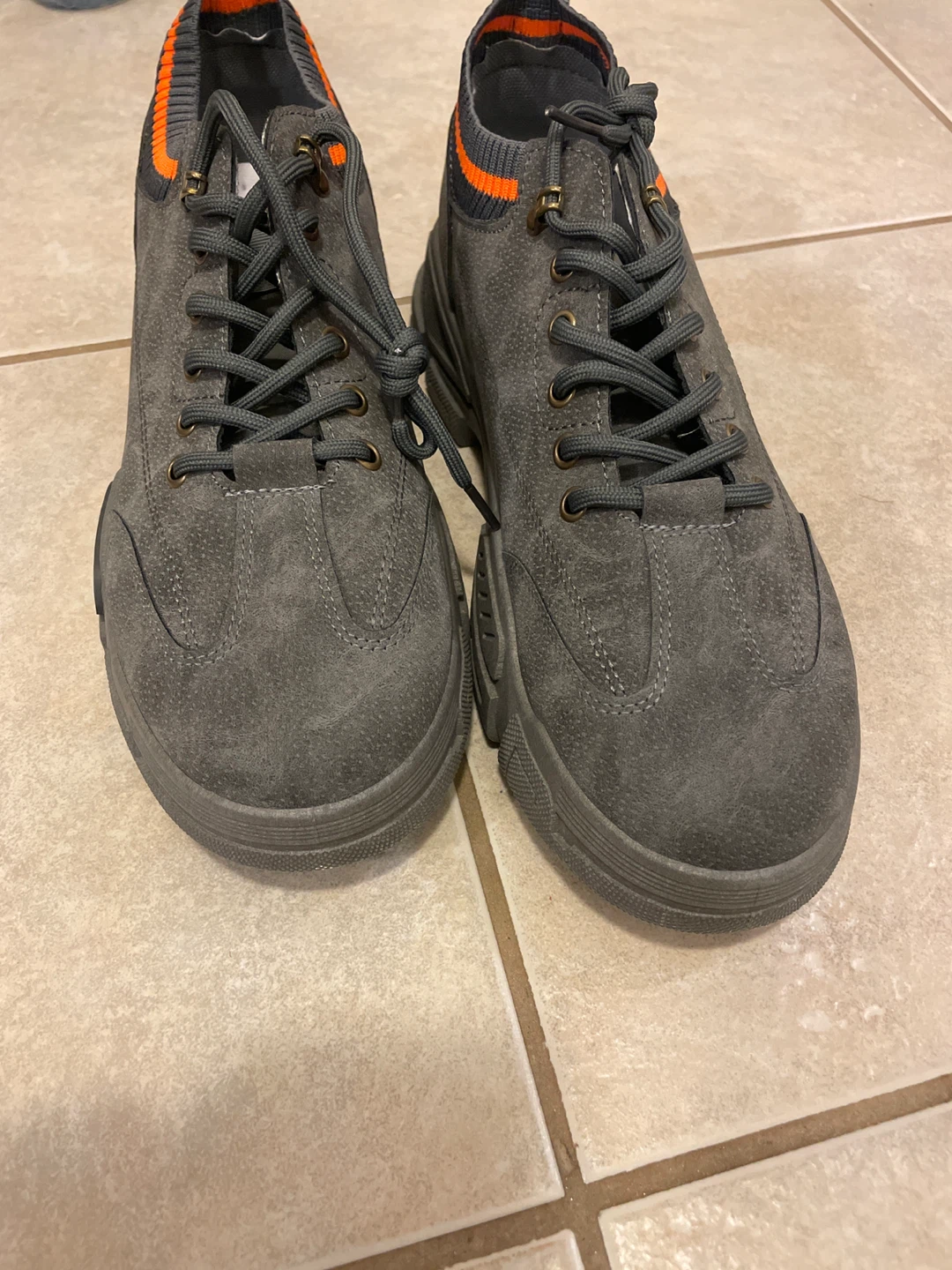 OFF.EKIEN Men's Grey Suede Casual Shoes - photo 2