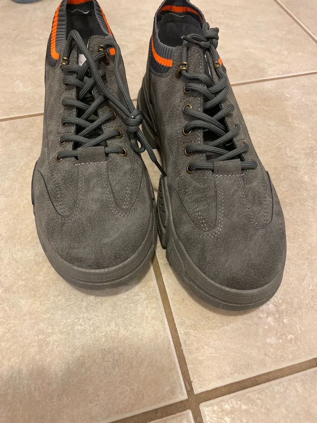 OFF.EKIEN Men's Grey Suede Casual Shoes - photo 2