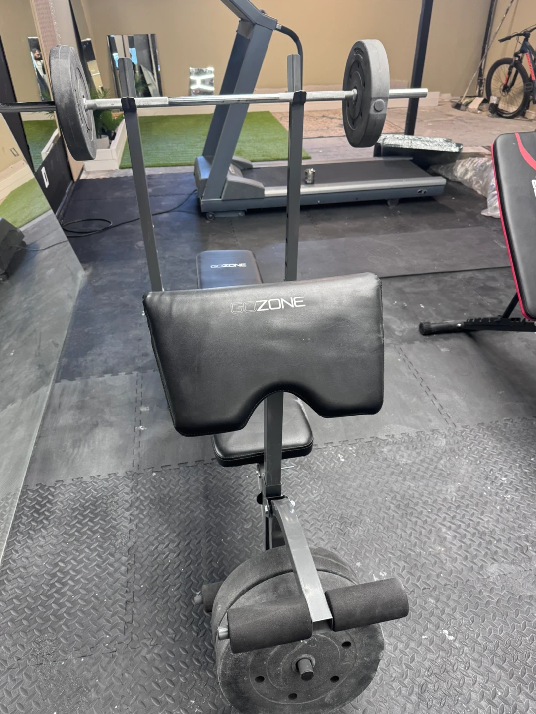 GoZone Weight Bench with Barbell and Weights