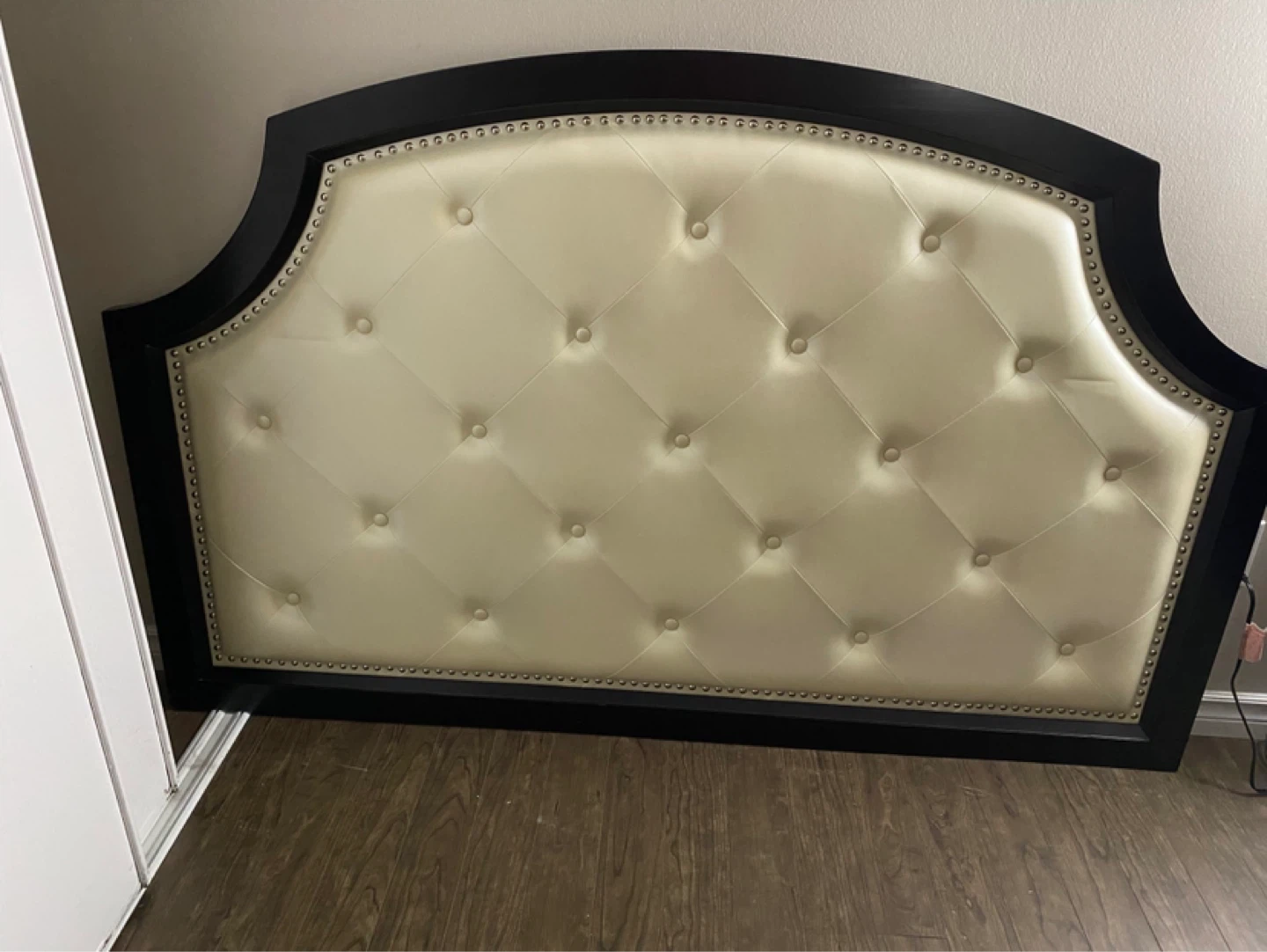 Tufted Headboard and footboard with Black Wood Frame