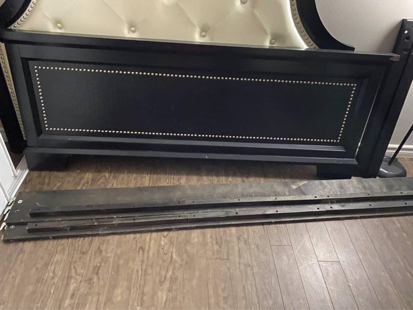 Tufted Headboard and footboard with Black Wood Frame - photo 2