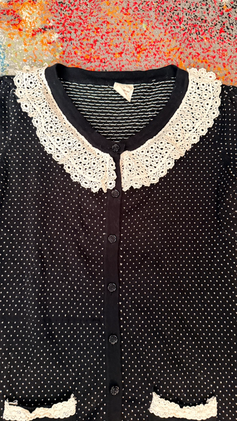 Black polka dot cardigan. Size M - photo 3