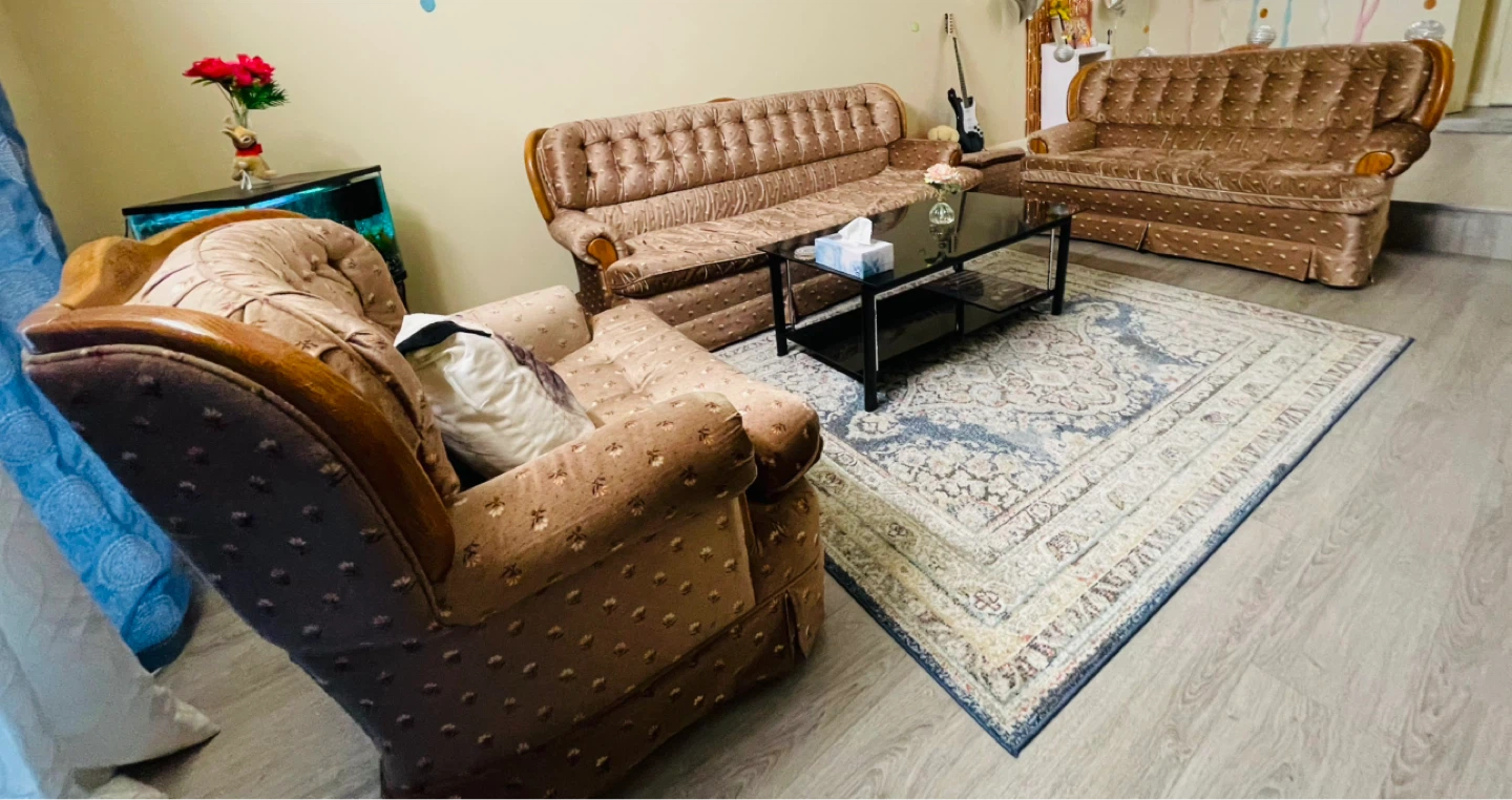 Vintage Brown Floral Sofa and Armchair Set