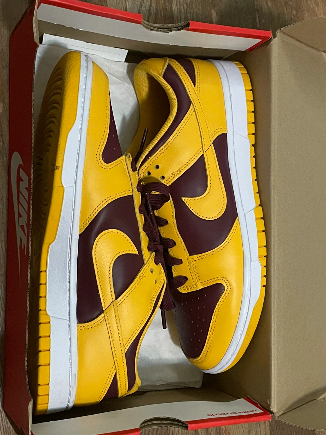 Nike Dunk Low Yellow Burgundy Sneakers - photo 2