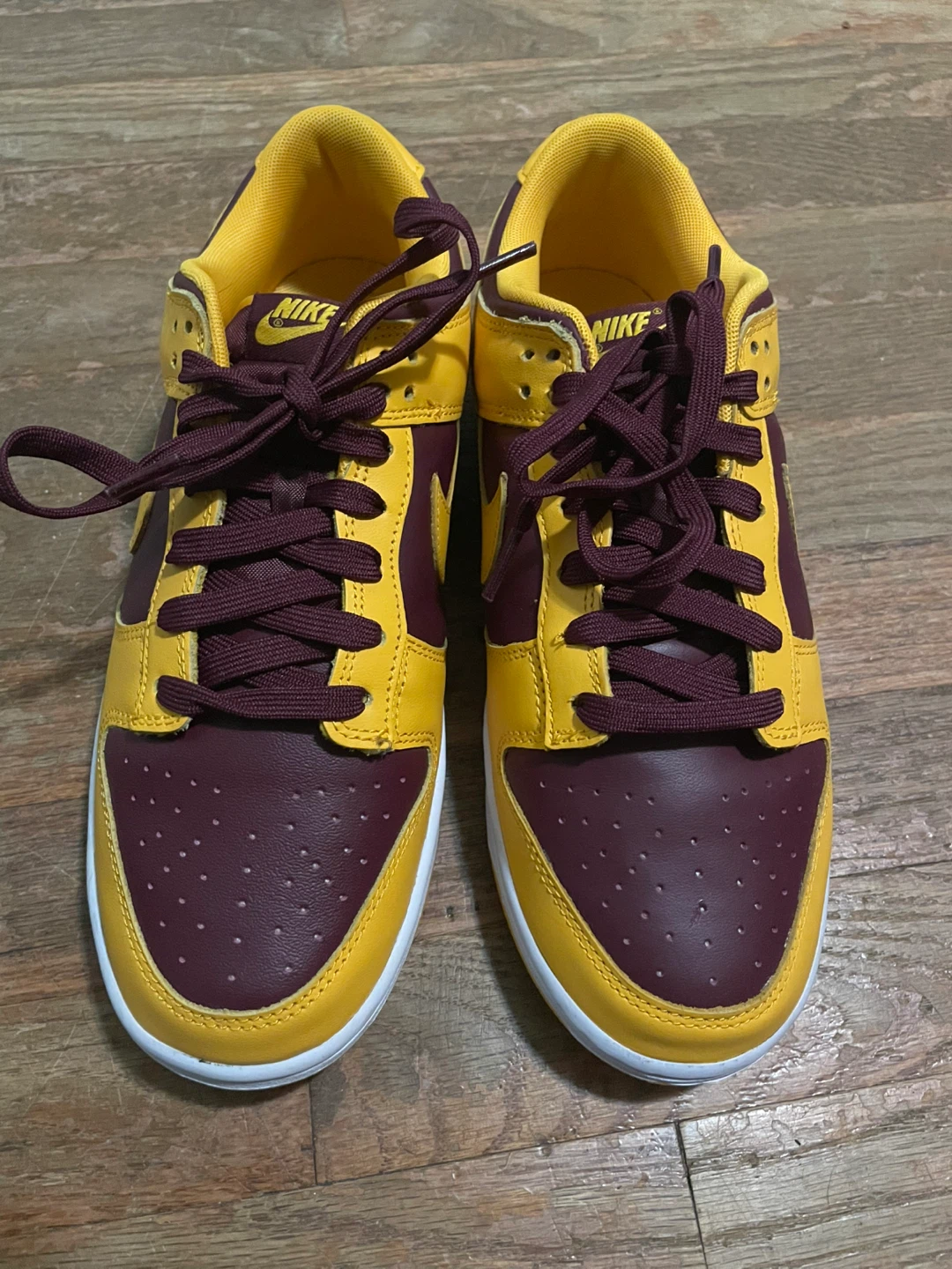 Nike Dunk Low Yellow Burgundy Sneakers - photo 3