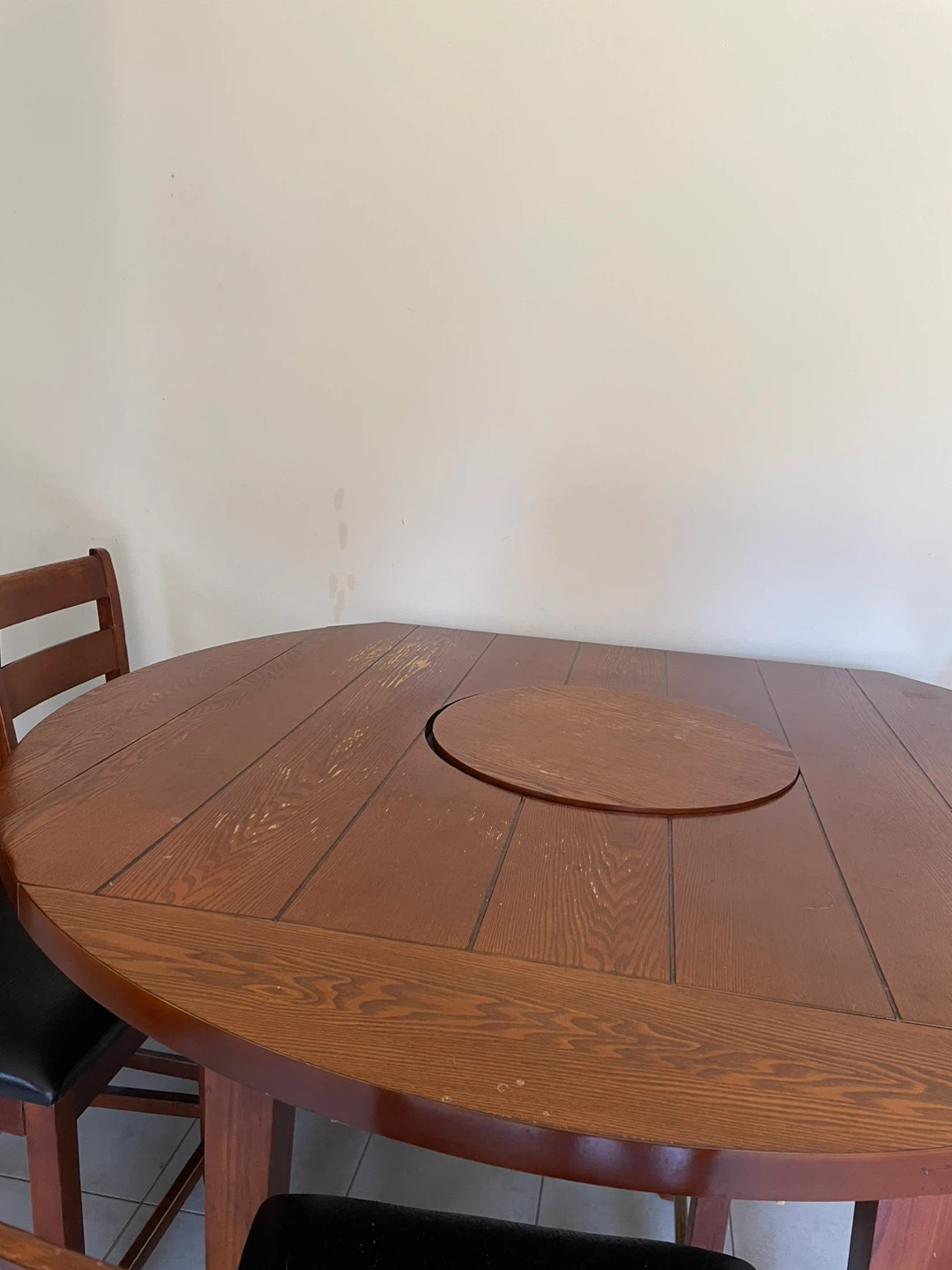 Wooden Dining Table with Lazy Susan