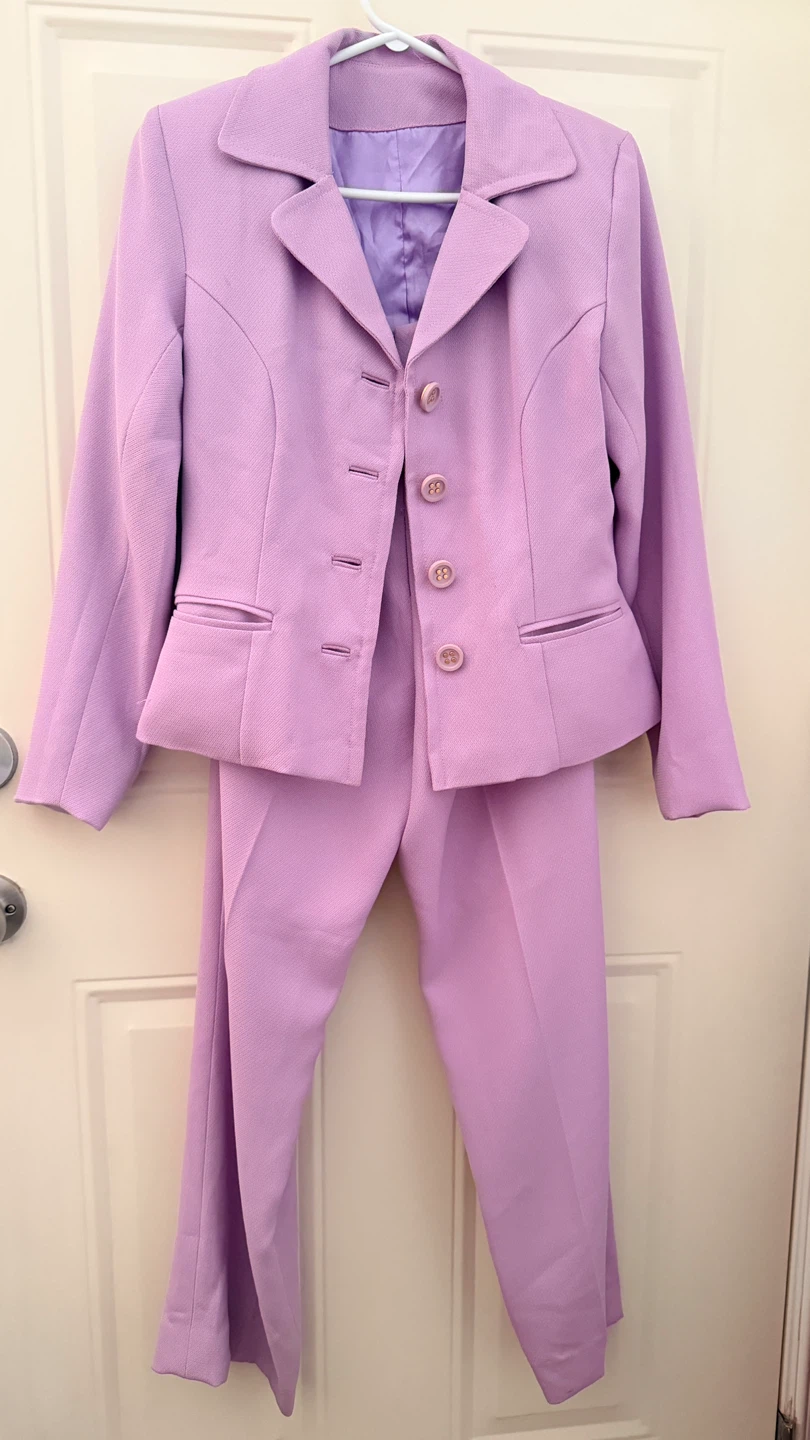 Lilac Textured Pant Suit Size M