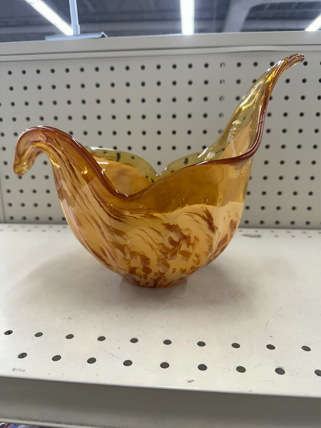 Amber Glass Swirl Decorative Bowl