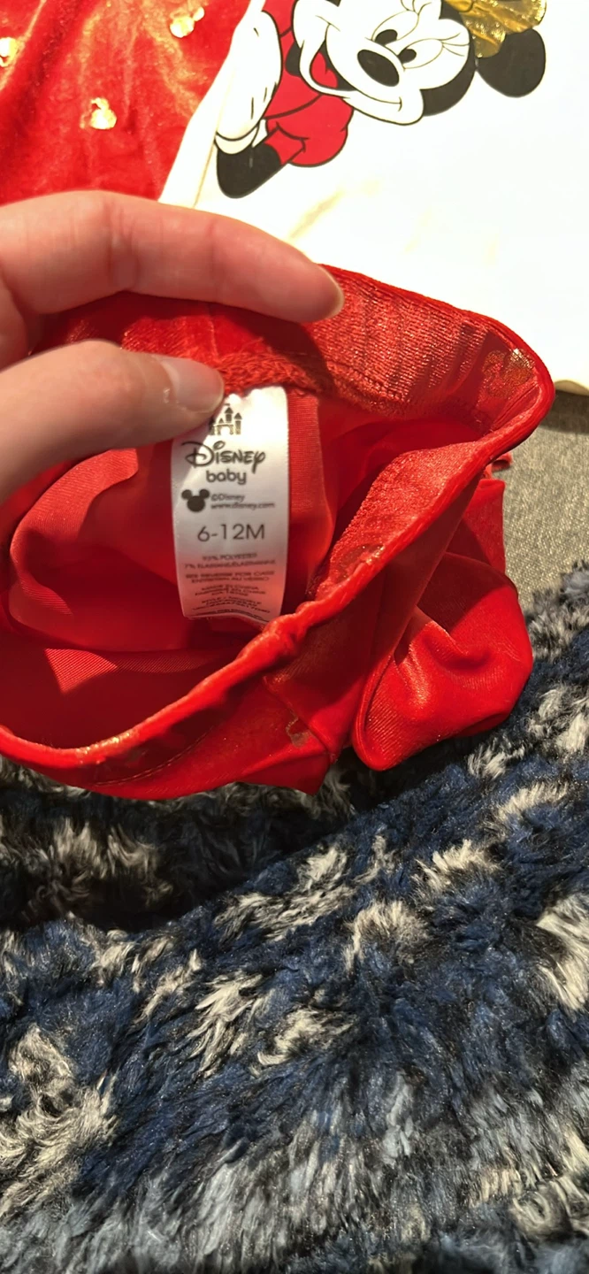 Disney Baby Red Velour Dress with Mickey Mouse Print 6-12 Months - photo 2