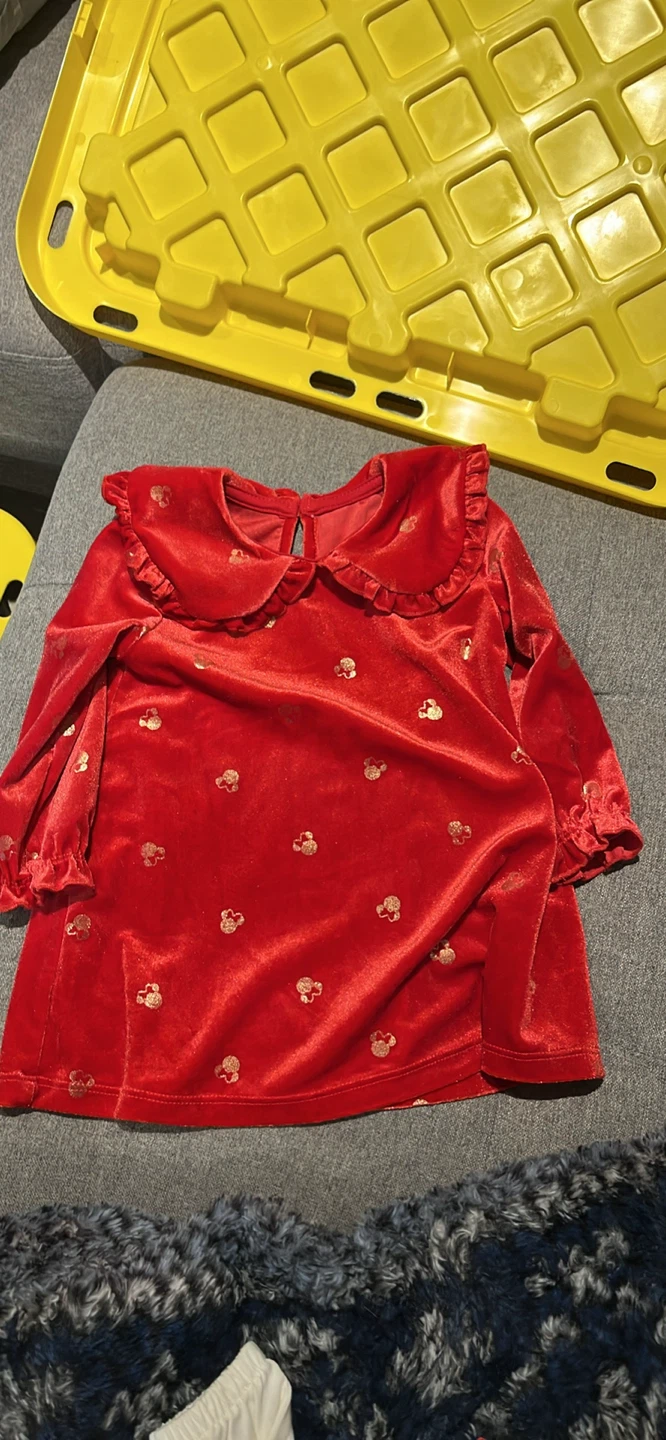 Disney Baby Red Velour Dress with Mickey Mouse Print 6-12 Months - photo 5